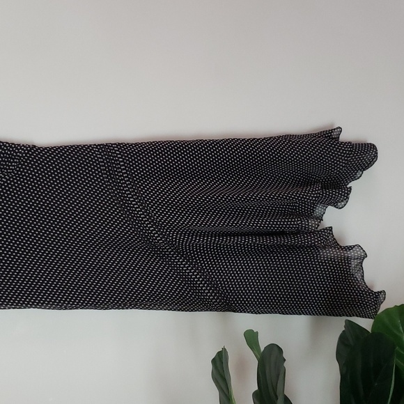 Papell petites silk polka dot asymmetrical hem midi maxi dress, flutter sleeve - Picture 3 of 9